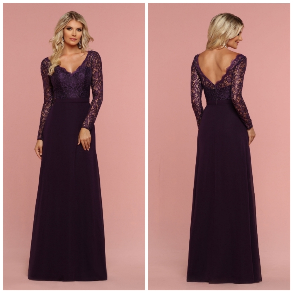 Da Vinci Midnight Lace Maxi Long Sleeve Dress
